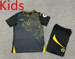 2024-2025 Wolverhampton Wanderers Away Black Kids/Youth Soccer Uniform-7809
