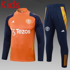 2024-2025 Manchester United Orange Kids/Youth Soccer Tracksuit -815