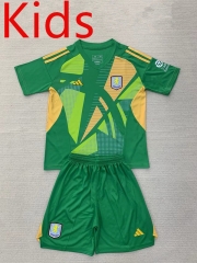 2024-25 Aston Villa Goalkeeper Green Kids&Youth Soccer Uniform-AY