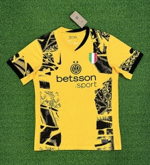 Champions League Final  (S-4XL) 2024-2025 Inter Milan 2nd Away Yellow Thailand Soccer Jersey AAA-403