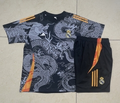 2024-2025 Real Madrid Black Short-Sleeved Thailand Soccer Tracksuit-815