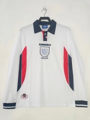 1998 Retro Version England Home Whiite LS Thailand Soccer Jersey AAA-811