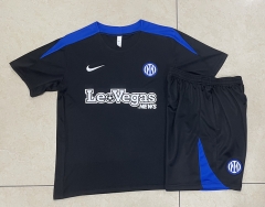 2024-25 Inter Milan Black  Short-sleeved Thailand Soccer Tracksuit-815