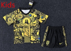 2024-2025 Jesus Version Brazil Gold Color Kid/Youth Soccer Uniform-GB