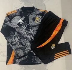 2024-2025 Real Madrid Black Thailand Soccer Tracksuit-815