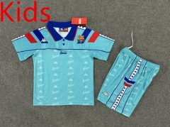 Retro Version 1992-1995 Barcelona Away Blue Kid/Youth Soccer Uniform-6748