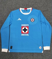 (S-4XL) 2024-2025 Cruz Azul Home Blue LS Thailand Soccer Jersey AAA-9527