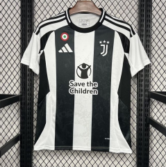 (with Sponsor )（s-4xl）2024-2025 Juventus Home Black&White Thailand Soccer Jersey AAA-403
