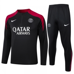 2024-2025 Paris SG Black Thailand Soccer Tracksuit Uniform-815