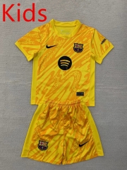 2024-2025 Barcelona Goalkeeper Yellow Kid/Youth Soccer Uniform-AY