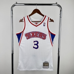 96-97 Retro  Edition Philadelphia 76ers White #3 NBA Jersey-311