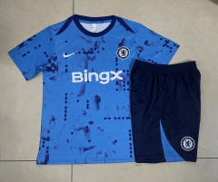 2024-25 Chelsea  Blue Thailand Short-sleeved Tracksuit Uniform-815