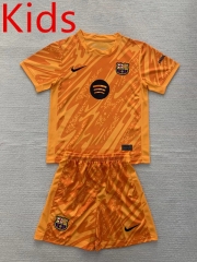 2024-2025 Barcelona Goalkeeper Orange Kid/Youth Soccer Uniform-AY