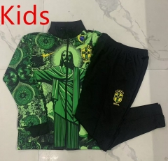 2024-25 Brazil Green Thailand kids Soccer Jacket Uniform-815