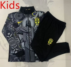 2024-25 Brazil  Black Thailand kids Soccer Jacket Uniform-815