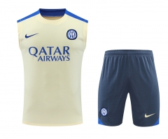 2024-2025 Inter Milan Light Yellow Thailand Soccer Vest Uniform-418