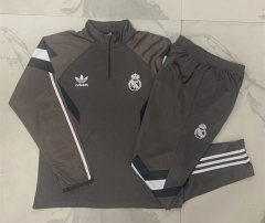 2024-2025 Real Madrid Gray Thailand Soccer Tracksuit-815