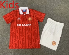 Retro Version 92-94 Manchester United Home Red Kids/Youth Soccer Uniform-7820