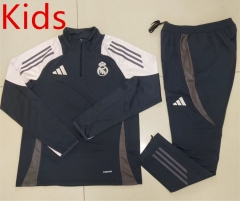 2024-2025 Real Madrid Dark Gray Kids/Youth Soccer Tracksuit-GDP