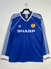 Retro Version 88-90 Manchester United 2nd away Red LS Thailand Soccer Jersey AAA-811