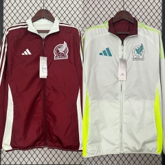 (s-3xl) 2024-2025 Mexico Maroon&Light Green Double-Sided Wear Thailand Trench Coats-0255