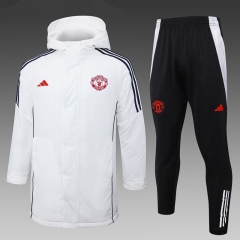 2024-2025 Manchester United White Cotton Coat Uniform With Hat-815