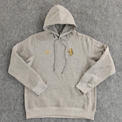 Retro Version Juventus Light Gray Padded Thailand Soccer Tracksuit Top With Hat-LH