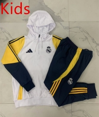 2024-2025 Real Madrid White Kids/Youth Soccer Tracksuit With Hat-815