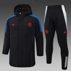 2024-2025 Manchester United Black Cotton Coat Uniform With Hat-815