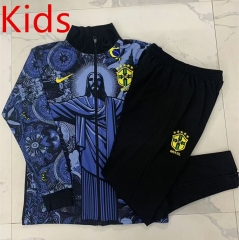 2024-25 Brazil  Blue Thailand kids Soccer Jacket Uniform-815