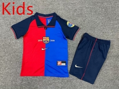 Retro Version 99-00 Barcelona Home Blue&Red Kid/Youth Soccer Uniform-7809