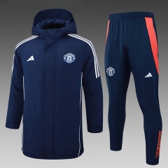 2024-2025 Manchester United Royal Blue Cotton Coat Uniform With Hat-815