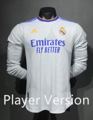 Player Version 21-22 Retro Version Real Madrid Home White LS Thailand Soccer Jersey AAA-4563