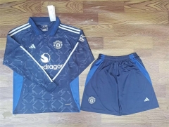 2024-2025 Manchester United Away Royal Blue LS Soccer Uniform-709