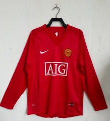 Retro Version 07-08 Manchester United Home Red LS Thailand Soccer Jersey AAA-1947