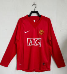 Retro Version 07-08 Manchester United Home Red LS Thailand Soccer Jersey AAA-1947