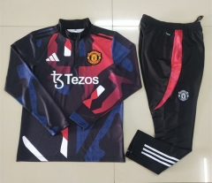 (s-3xl)2024-2025 Manchester United Black&Red Thailand Soccer Tracksuit-GDP