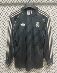 （s-4xl）Retro Version Real Madrid Black LS Thailand Soccer Jersey AAA-2044