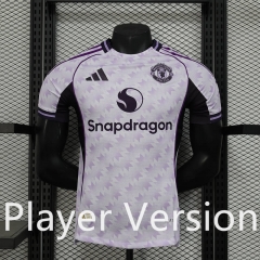 Player Version 2025-26  Manchester United Away White Purple Thailand Soccer Jersey AAA-888