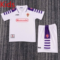 Retro Version 98-99 Fiorentina Away White  Kid/Youth Soccer Uniform-6748