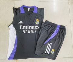 2024-2025 Real Madrid Black Short-sleeved Thailand Soccer vest Tracksuit-815