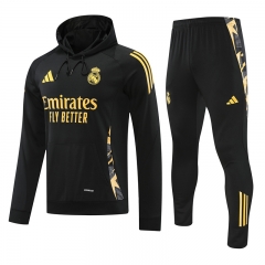 2024-2025 Real Madrid Black Thailand Soccer Tracksuit with Hat-418