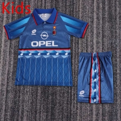 Retro Version 95-96 AC Milan Away Blue Kids/Youth Soccer Uniform-6748