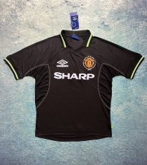 Retro Version 98-99 Manchester United  Away Black Thailand Soccer Jersey AAA-6590