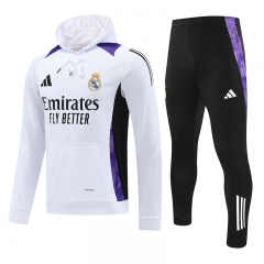 2024-2025 Real Madrid White Thailand Soccer Tracksuit with Hat-418