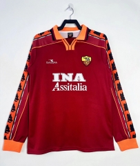 Retro  Version 98-99 Roma  Home  Red LS Thailand Soccer Jersey AAA-811