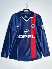Retro version 01-02  Paris SG Home Blue  LS Thailand Soccer Jersey AAA-811