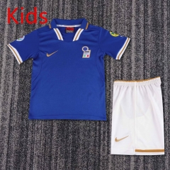 Retro Version 1996 Italy Home Blue Kids/Youth Soccer Uniform-6748