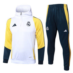 2024-25 Real Madrid White Thailand Soccer Tracksuit With Hat-815