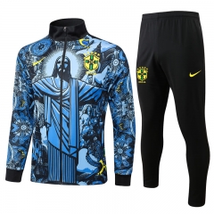2024-2025 Brazil Ink Jet Gray&Blue Thailand Soccer Jacket Uniform-815